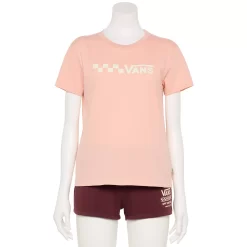 Juniors' Vans Pink "Vans" Logo Graphic Tee