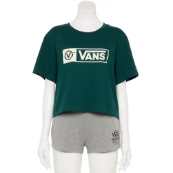 Juniors' Vans Cropped "Vans" Logo Graphic Tee
