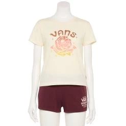 Juniors' Vans Rose "Vans" Logo Graphic Tee