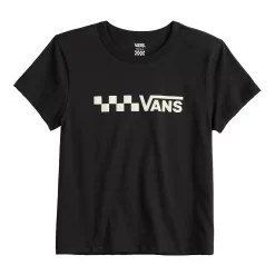 Juniors' Vans "Vans" White Checkered Logo Graphic Tee -Vans® Shop 5548933 ALT5
