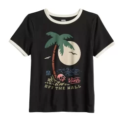 Juniors' Vans Beach Scene "Off The Wall" Graphic Ringer Tee -Vans® Shop 5549308 ALT5