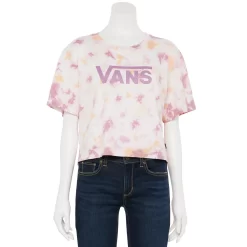 Juniors' Vans Tie-Dye Logo Cropped Graphic Tee