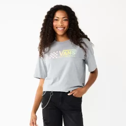 Juniors' Vans Grid Logo Cropped Graphic Tee